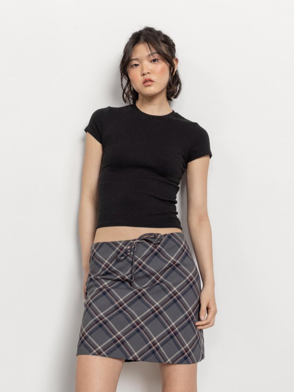 Y2K Plaid Low Rise Mini Skirt: 2000s Wool Xs